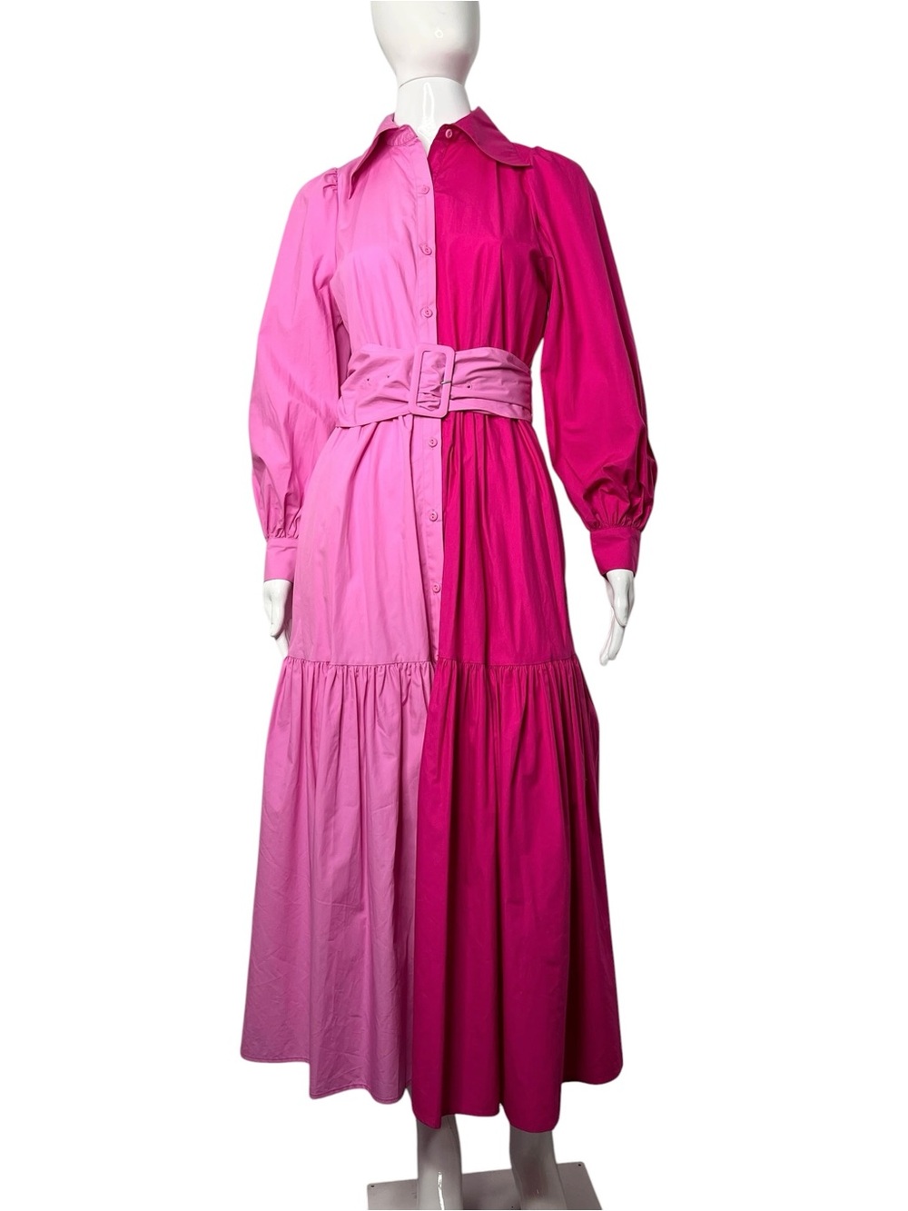 Christopher John Rogers x Target Pink/Fuchsia Color Block Maxi Shirtdress 2